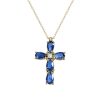 Necklace Cross with Blue Stones
