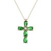 Necklace Cross with Green Stones