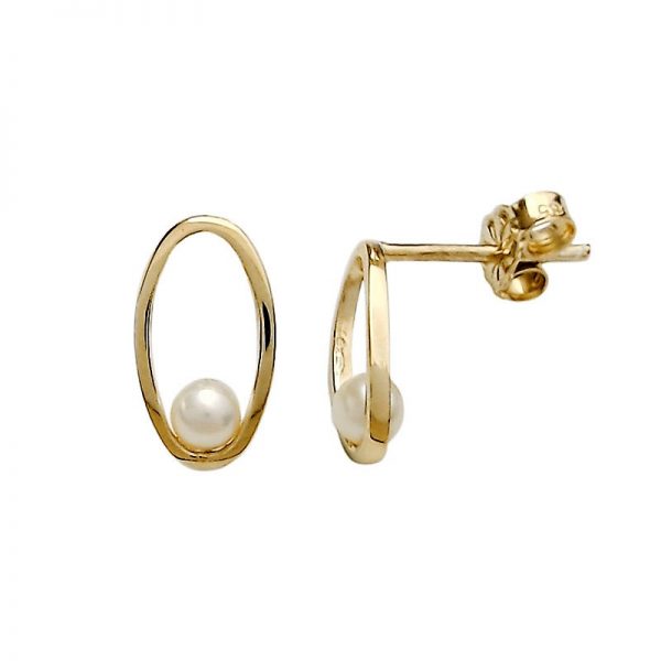 Oval Earrings with Pearl
