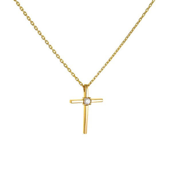 Necklace Cross K18 with Diamond