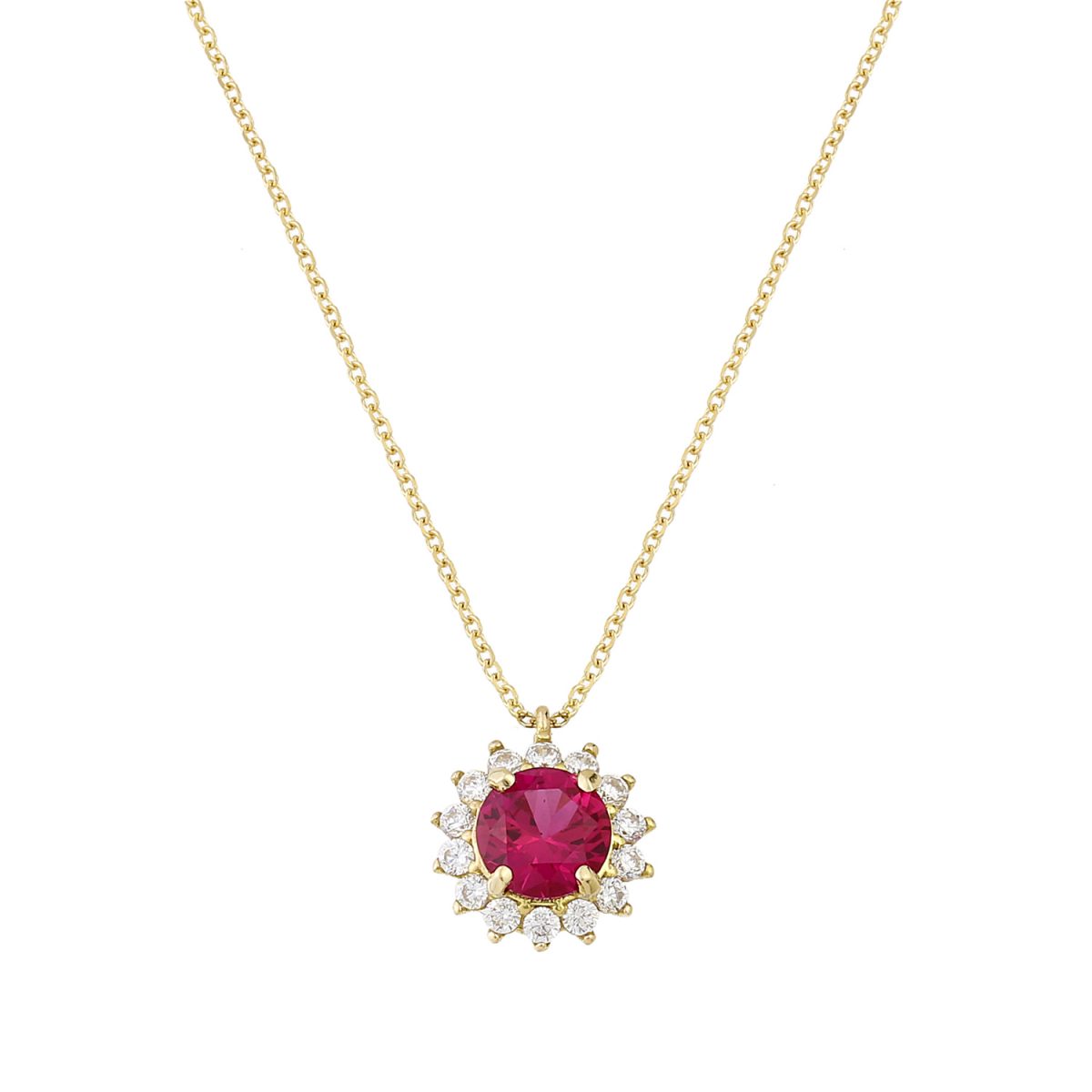 Rosette necklace with Red stone