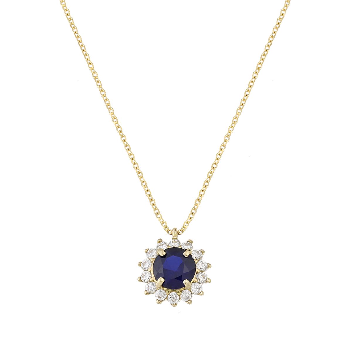 Rosette necklace with Blue stone