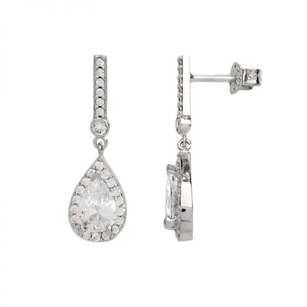 Platinum earrings drop rosette bar