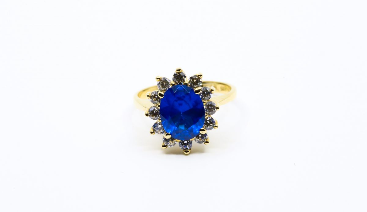 Ring Rosette with Blue Stone