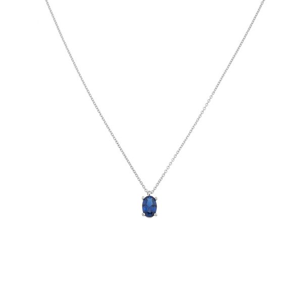 Platinum necklace with blue stone