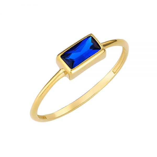 Ring with rectangular blue stone