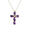 Cross necklace with purple stones