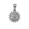 White gold round rosette pendant with white stones