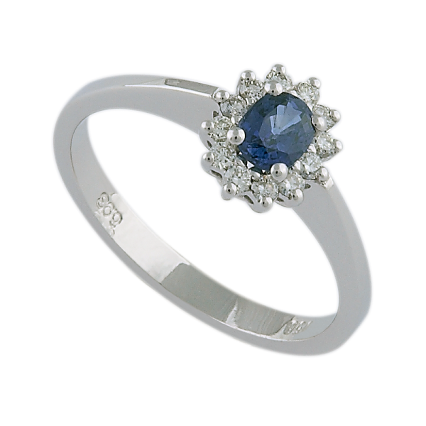 Ring with Sapphire & diamonds