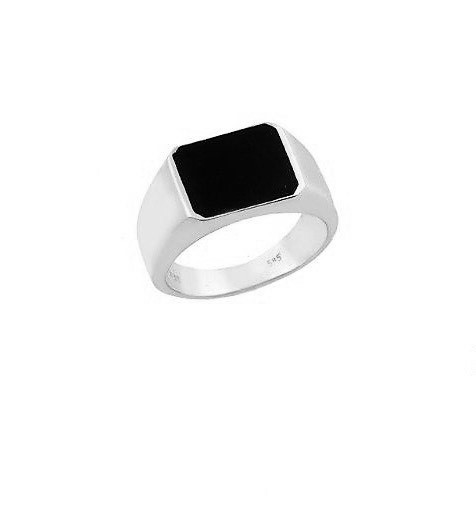 Λευκόχρυσο Δαχτυλίδι με μαύρη πέτρα