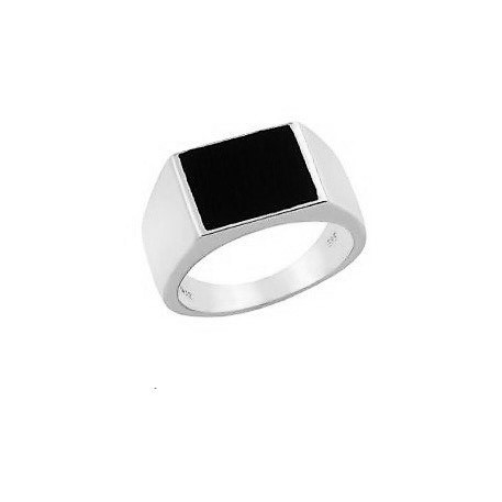 Λευκόχρυσο Δαχτυλίδι με μαύρη πέτρα