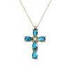 Cross necklace with light blue stones