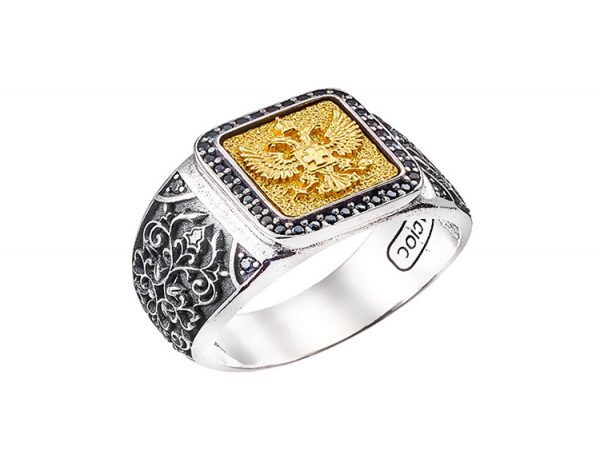 Ring Silver double-headed eagle