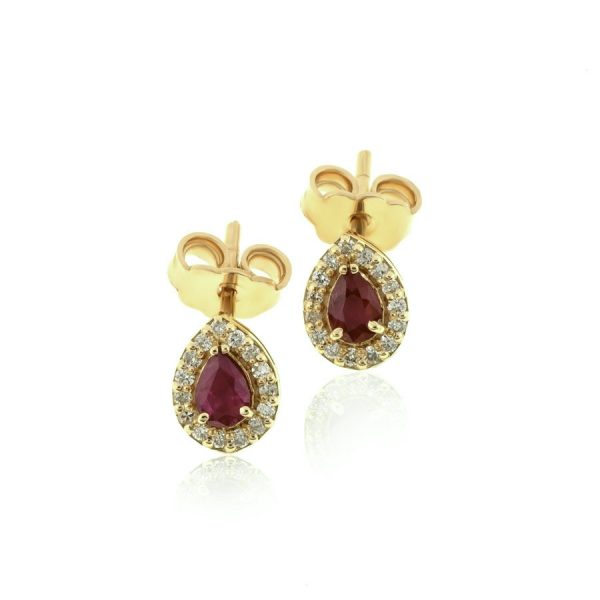 Tear Drop Earrings with Rubies