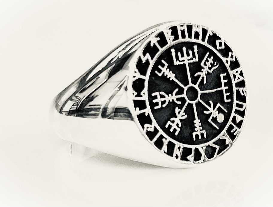 Vegvisir Viking Silver Compass Ring