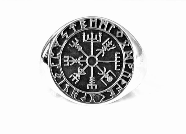 Vegvisir Viking Silver Compass Ring