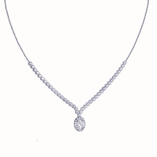 White gold Riviera necklace with rosette