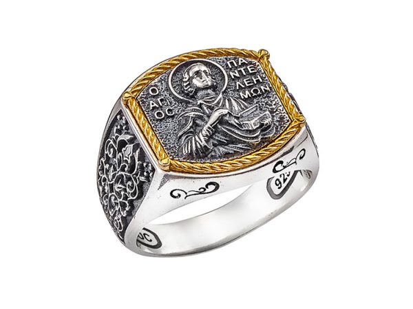 Saint Panteleimon Silver Ring